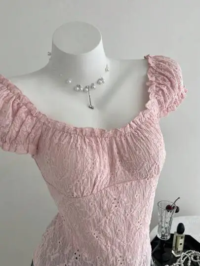 Textured Jacquard Puff Sleeve Tee