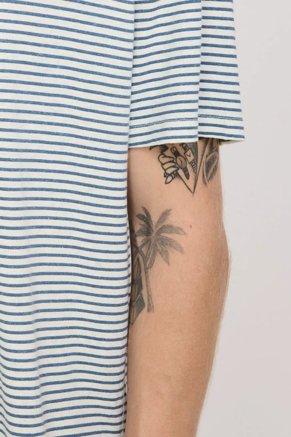 Hemp Tee Natural/Indigo Stripe