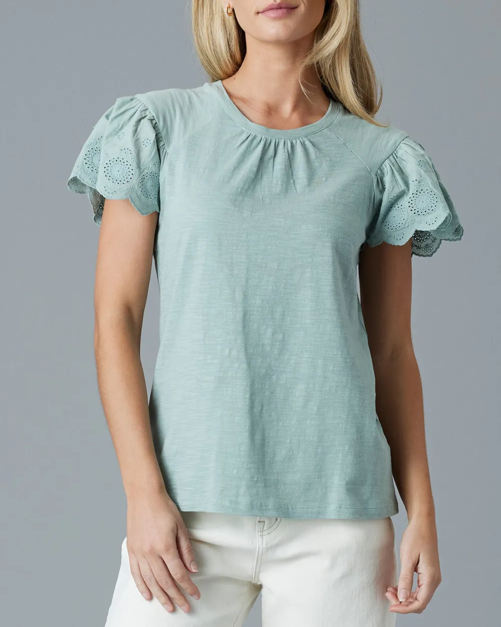 Casual T-Shirt With Delicate Eyelet Detailing