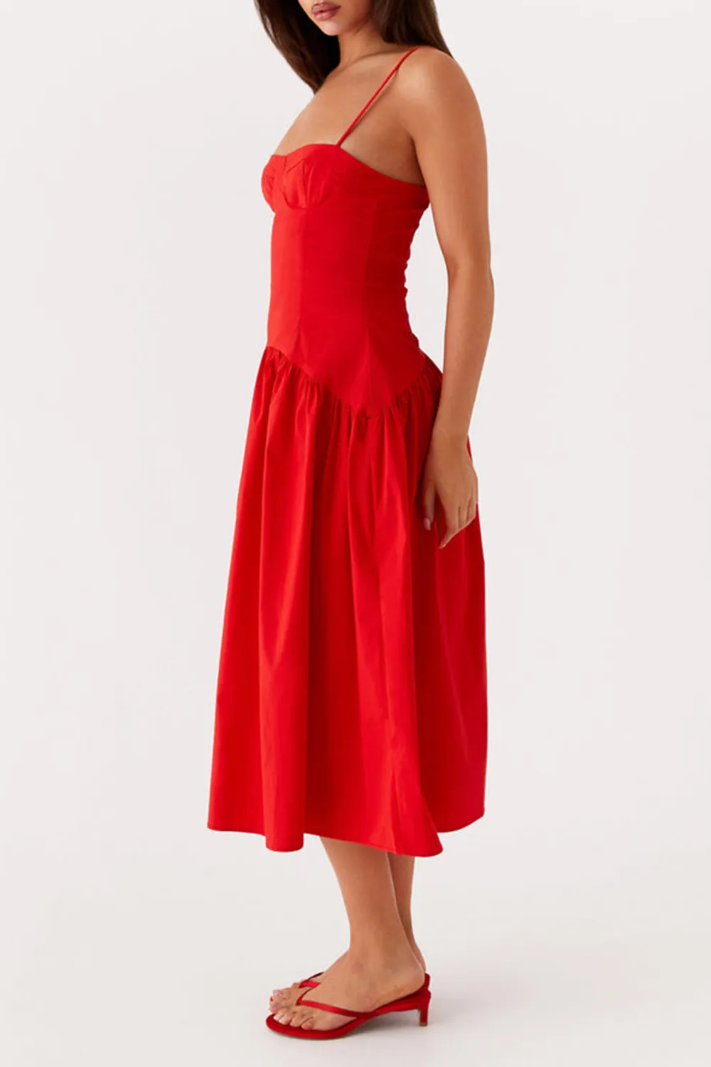 Yvette Corset Midi Dress - Pink