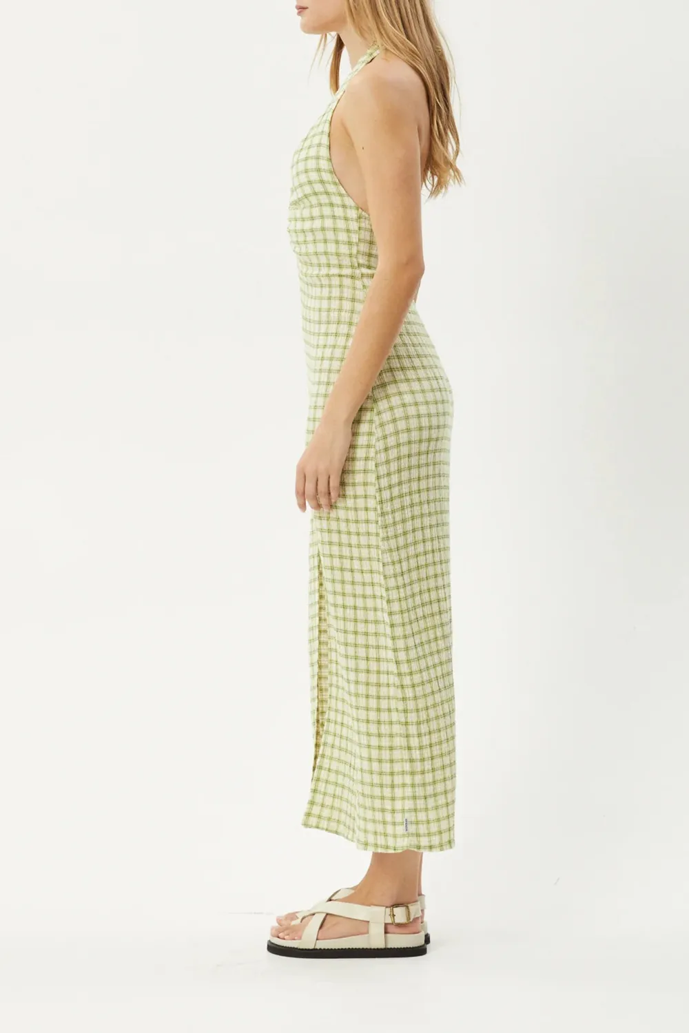 Lemon High-End Simple Plaid Collarbone Dresses
