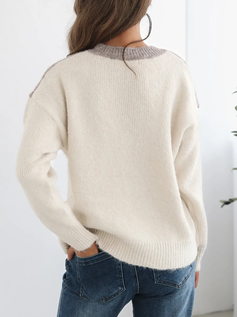 Multi Crew Neck Knit Top