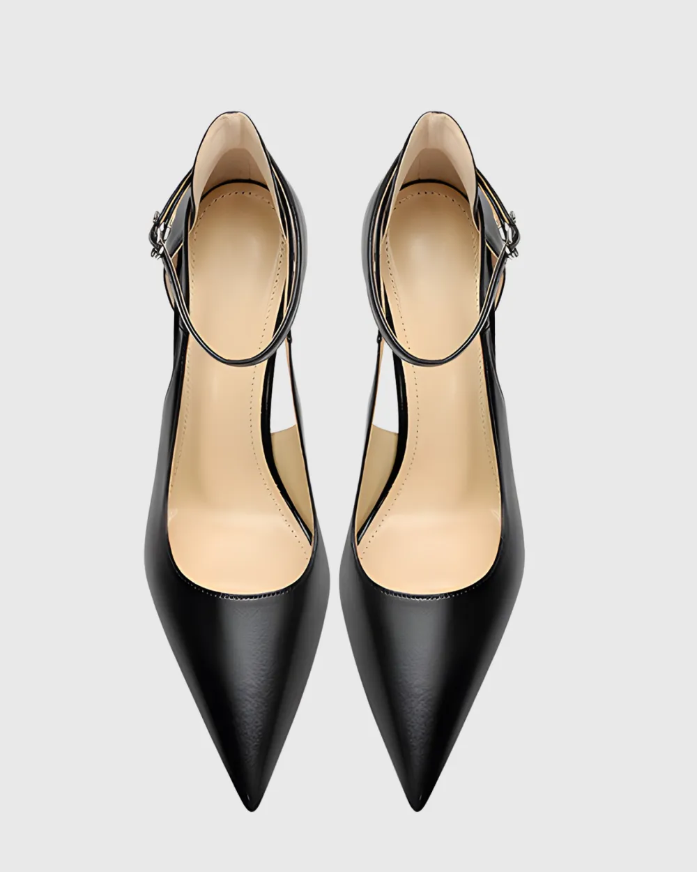 Side Cut Strap Pumps in Black