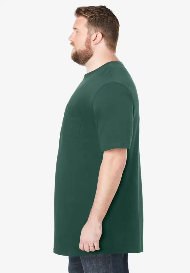 Shrink-Less Lightweight Longer-Length Crewneck Pocket T-Shirt