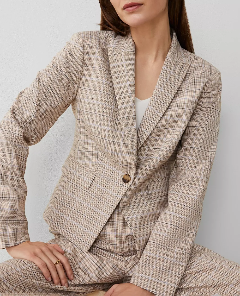 The Shorter One Button Blazer In Plaid