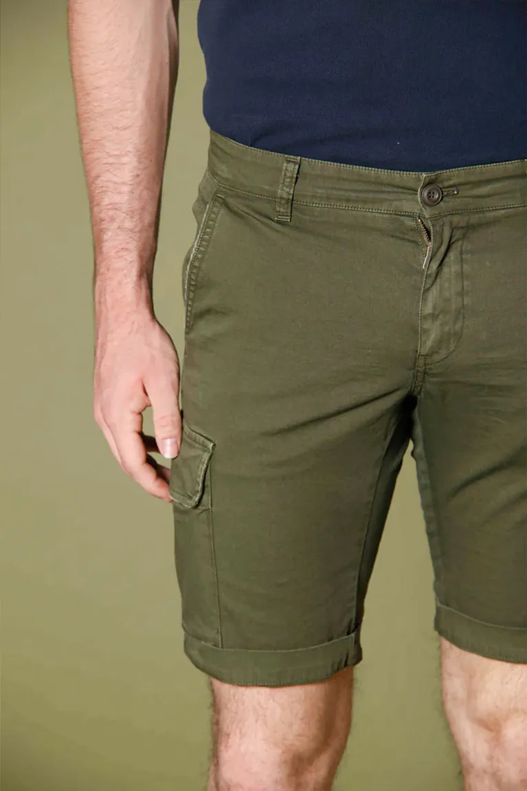 Men's Slim Fit Large Pocket Cotton Green Shorts