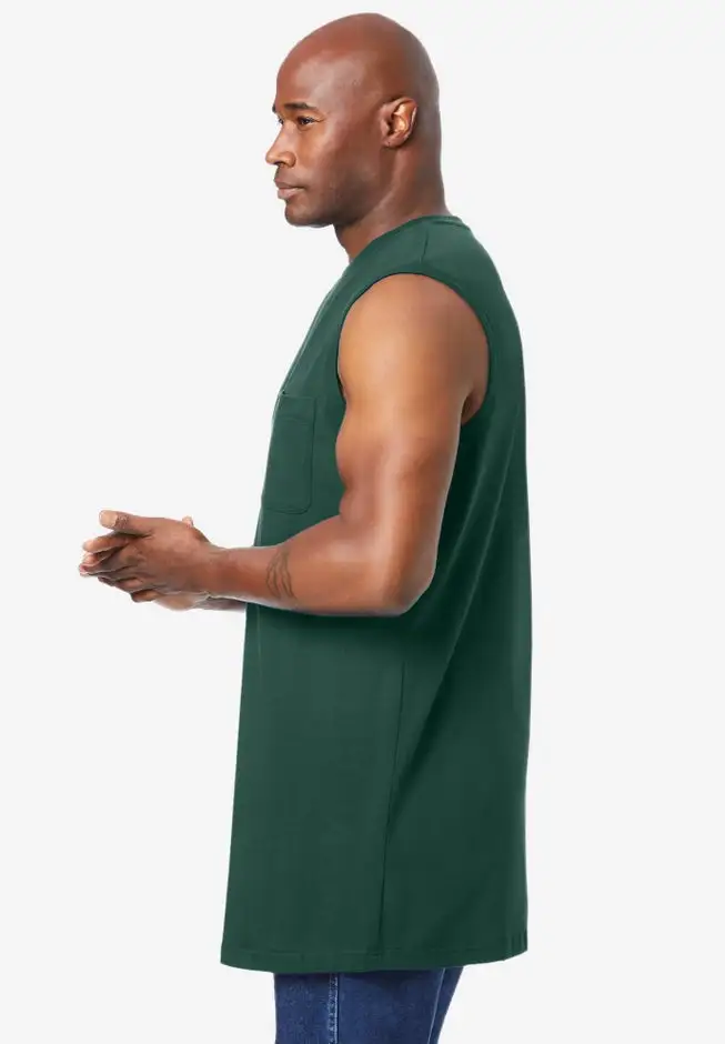 Shrink-Less Longer-Length Lightweight Muscle Pocket Tee