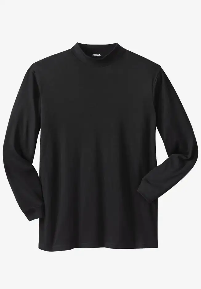 Mock Turtleneck Long-Sleeve Cotton Tee