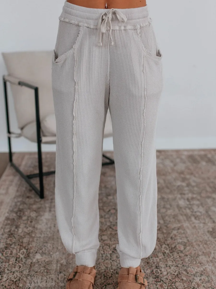 Raw Seam Waffle Pants