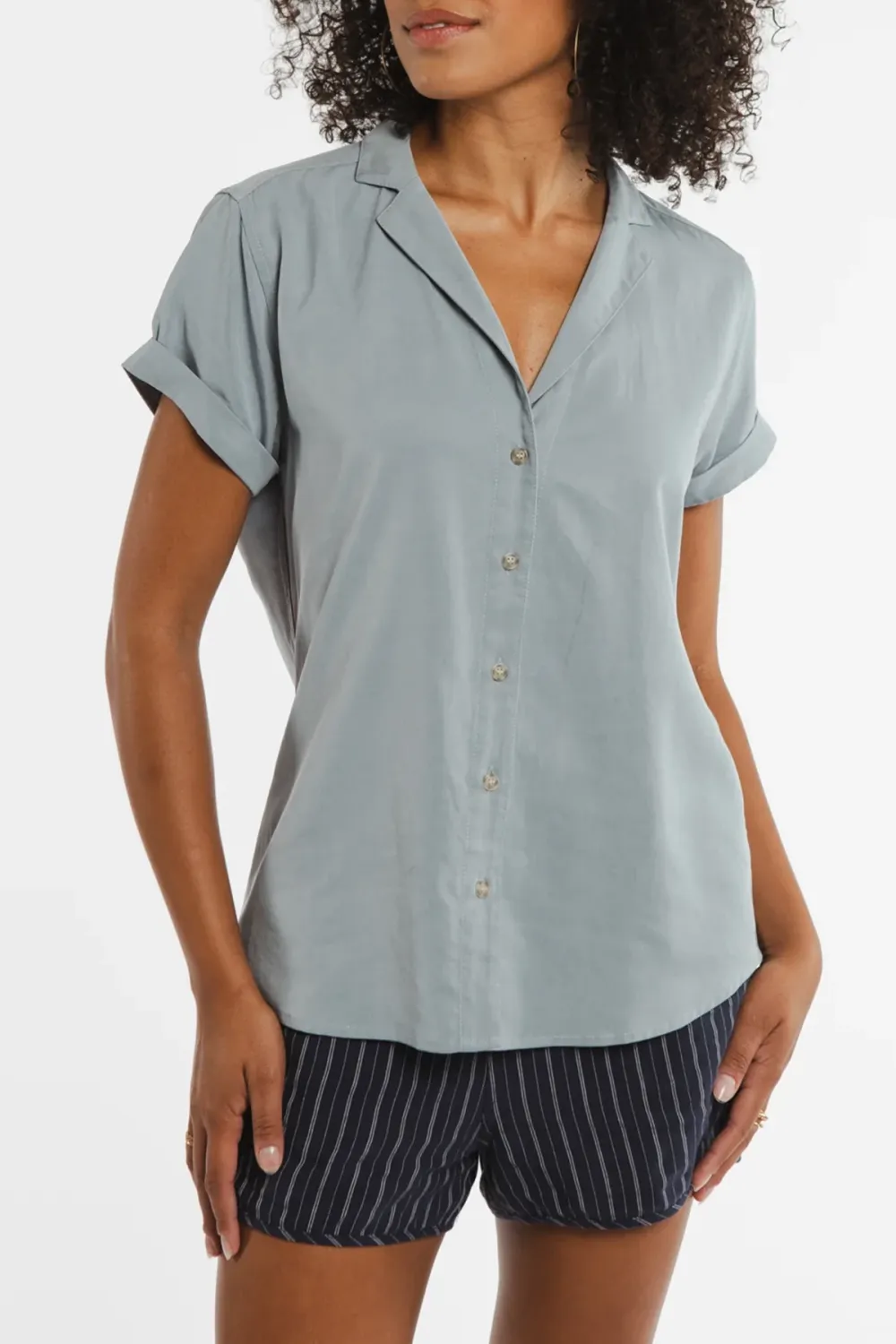 The Button Front Casual Short Sleeve