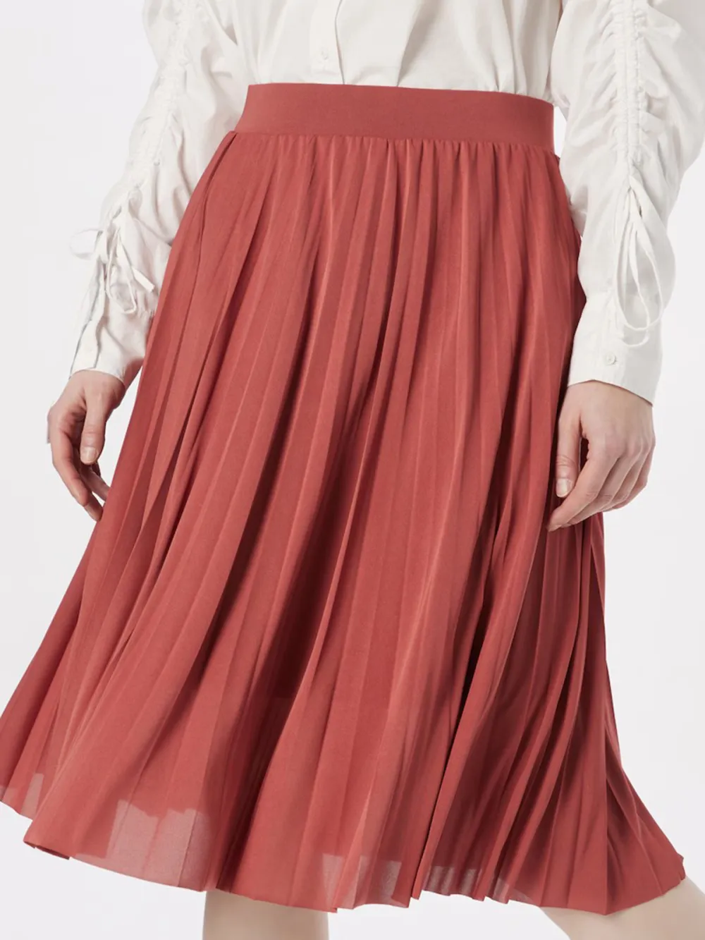 Plain Colored Casual Style Pleated Skirt