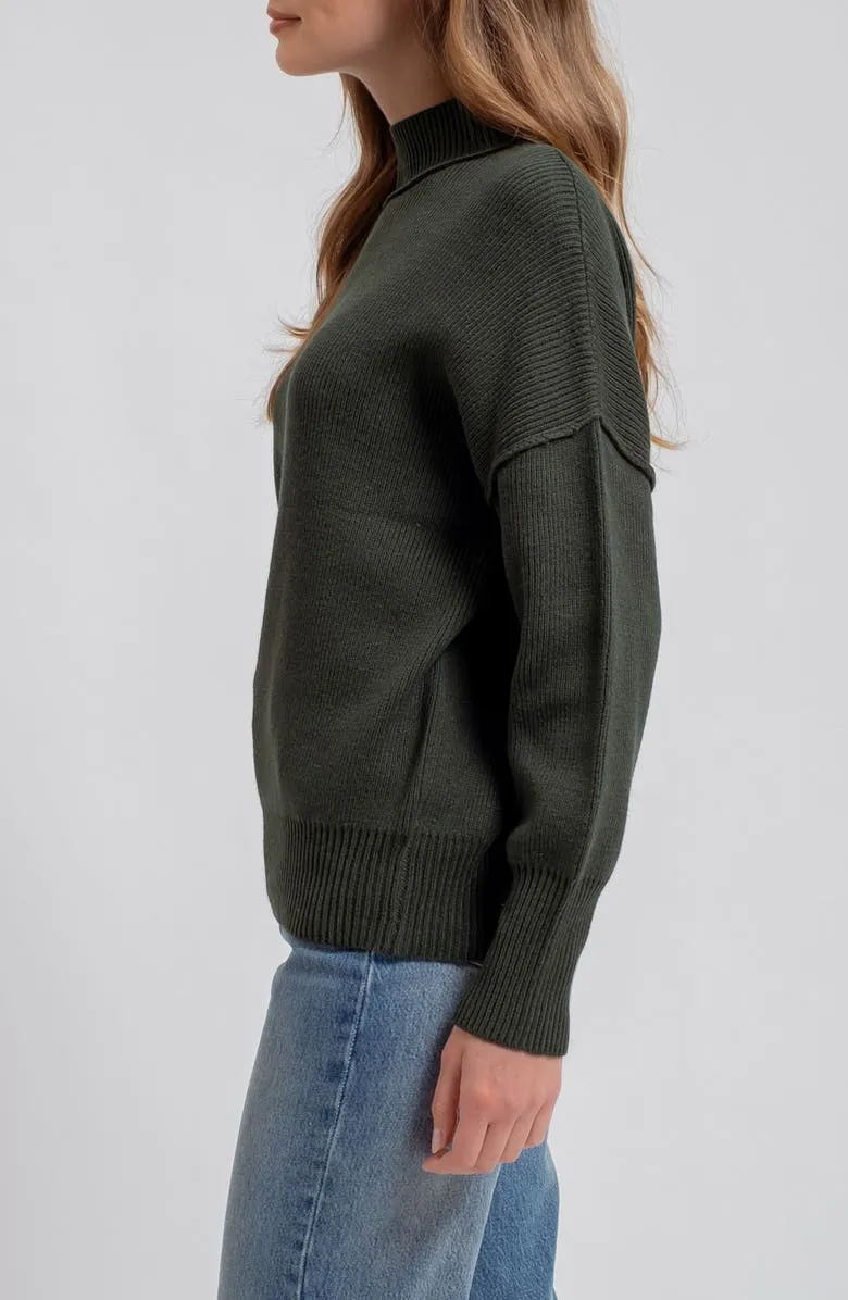 Mock Neck Ribbed Sweater