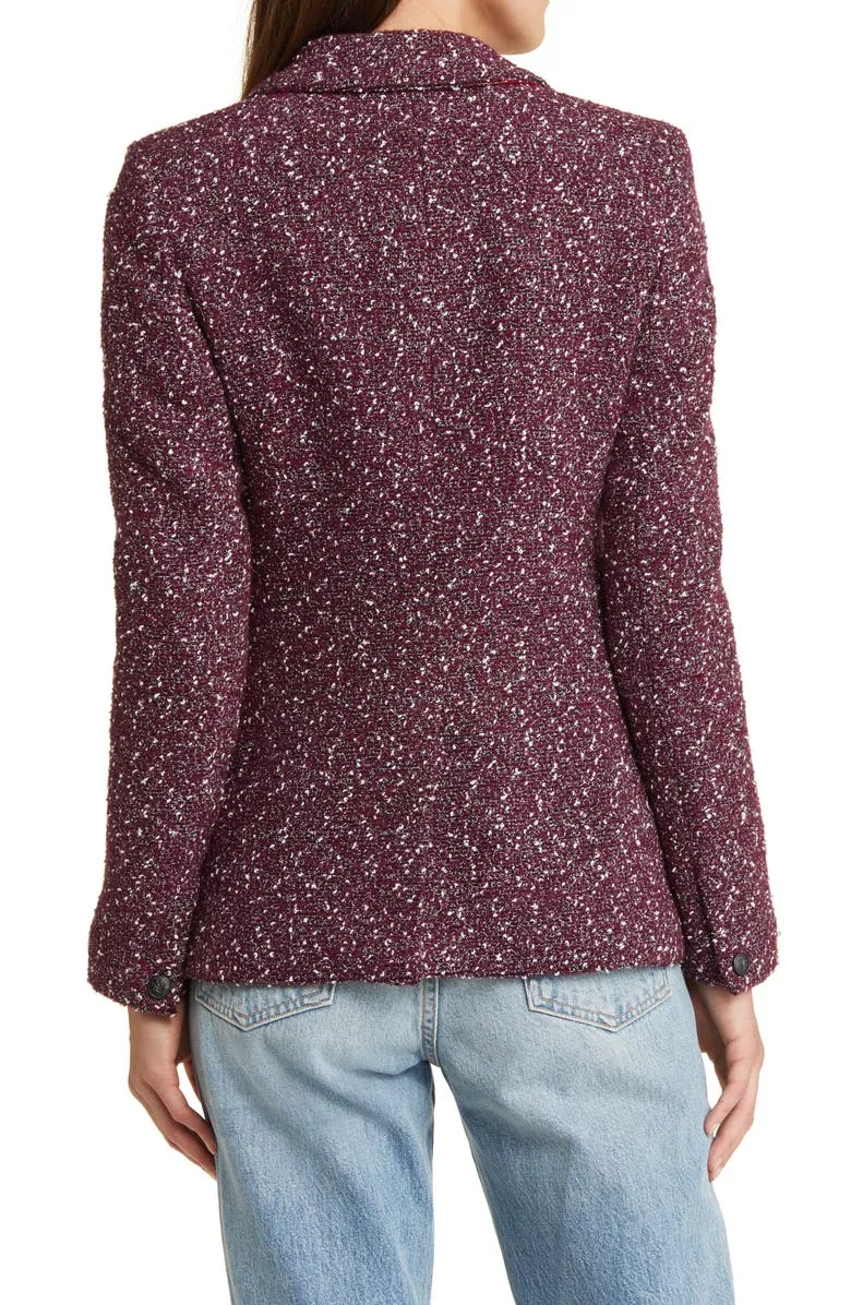 Double Breasted Wool Blend Tweed Blazer