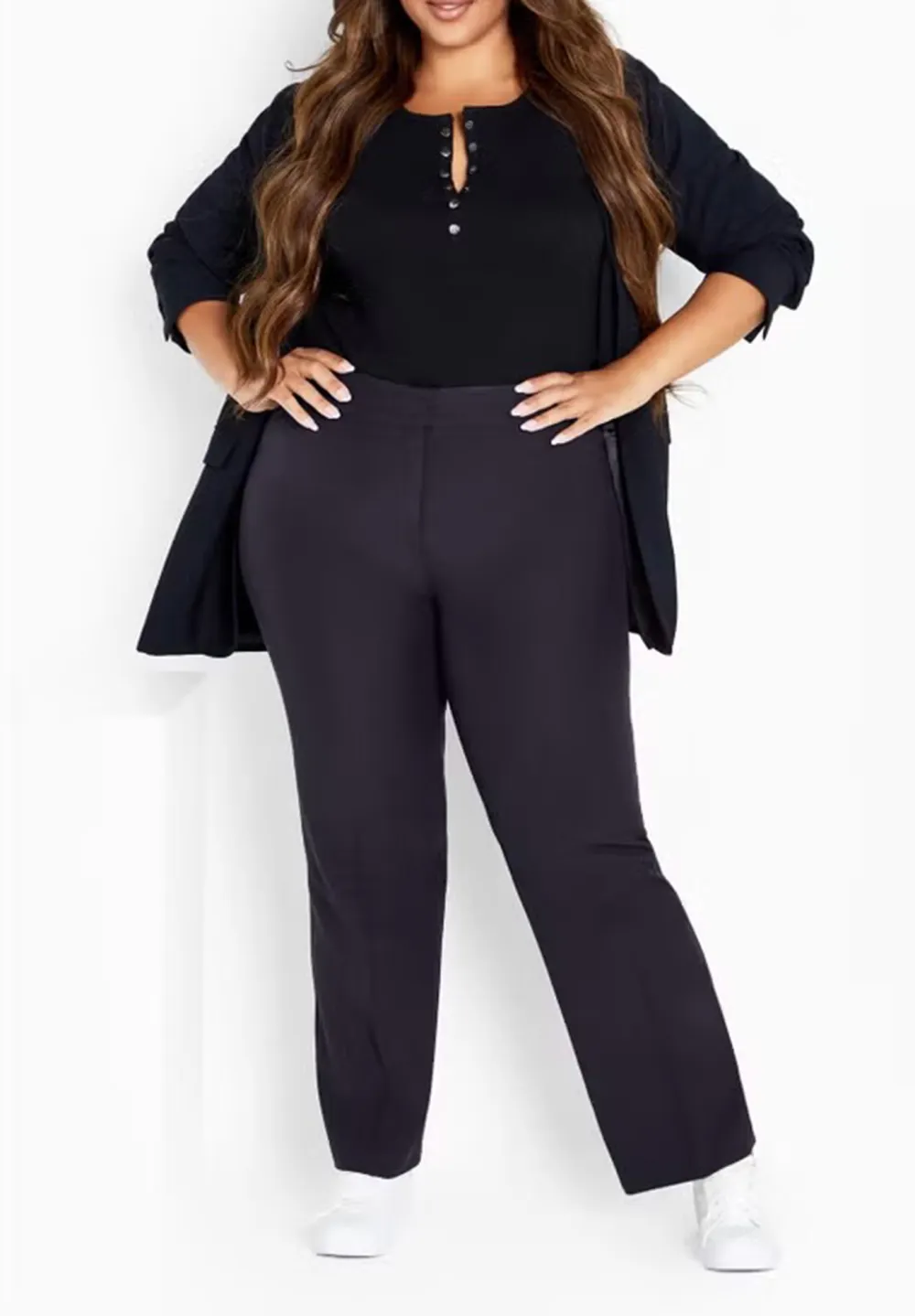 Solid Color Zipper Pants