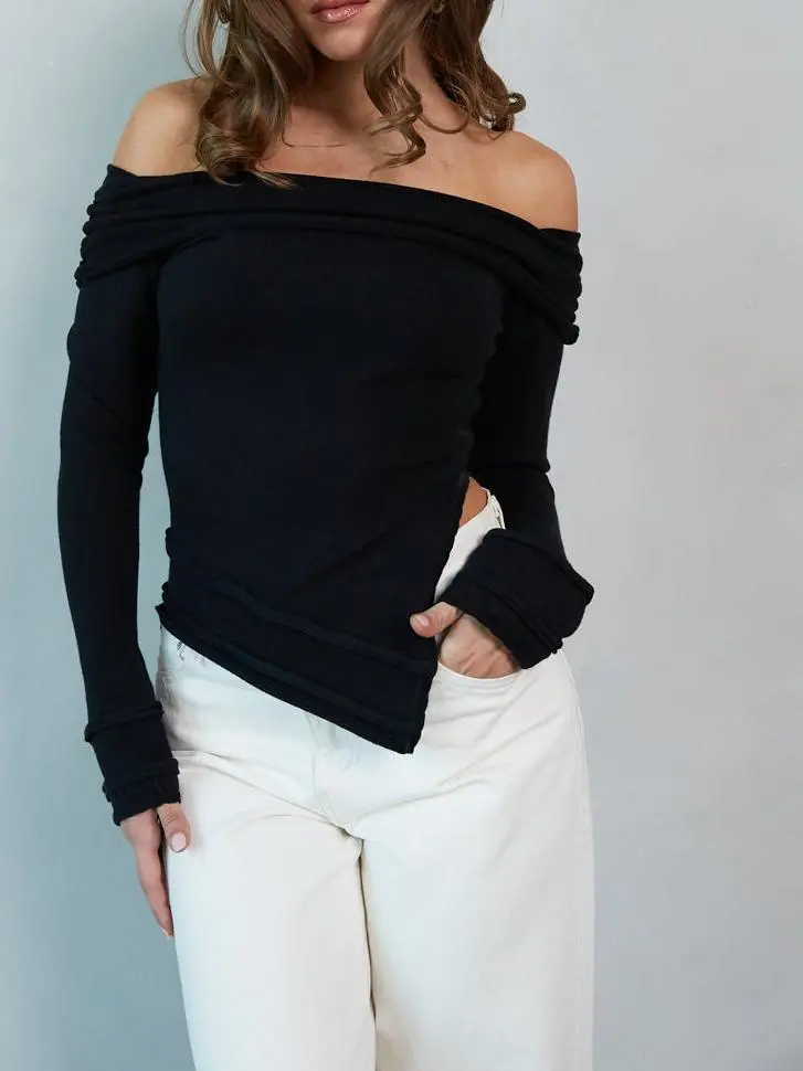 Kate Off the Shoulder Asymmetrical Sweater Top