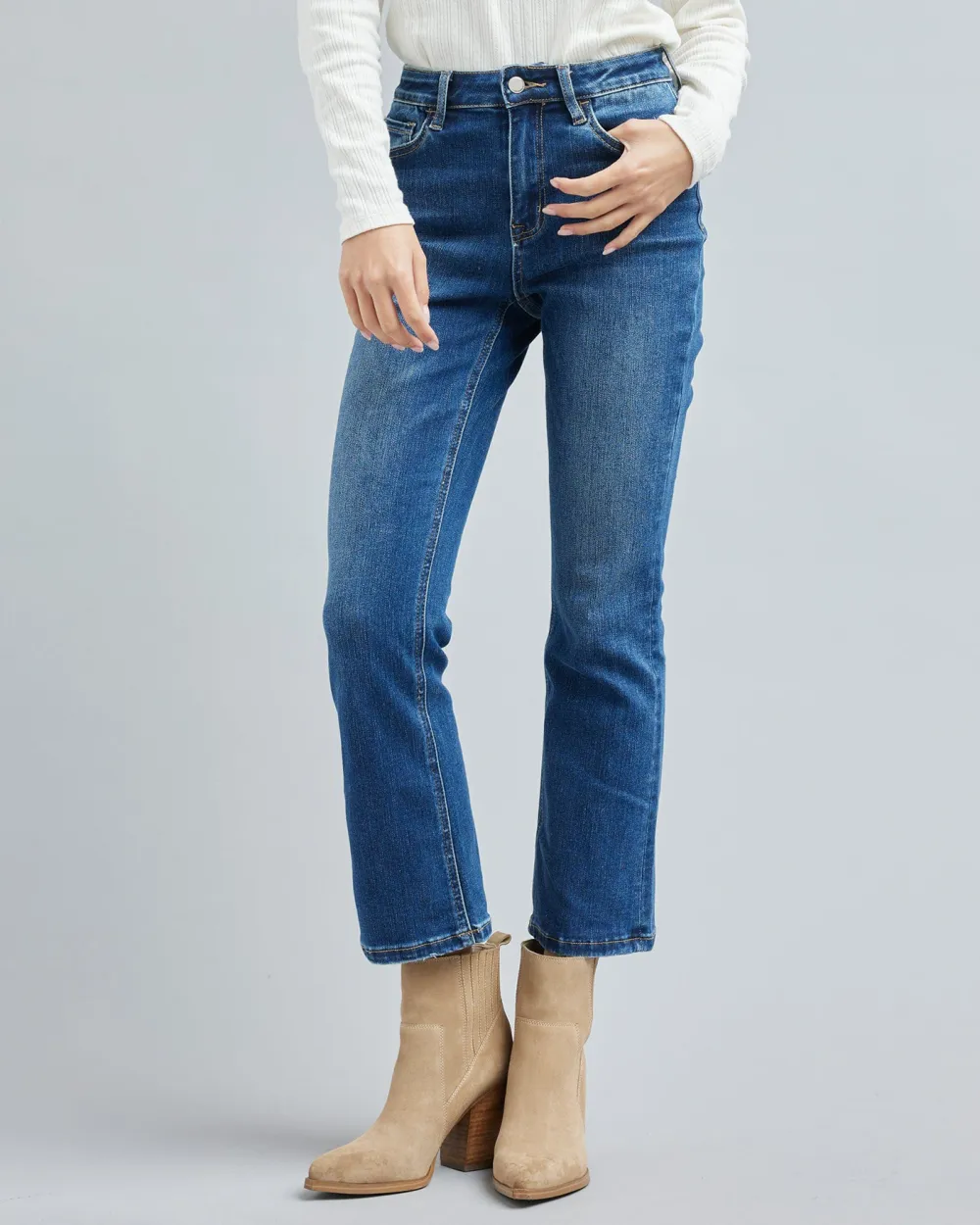 Medium Blue Wash Straight Leg Jean