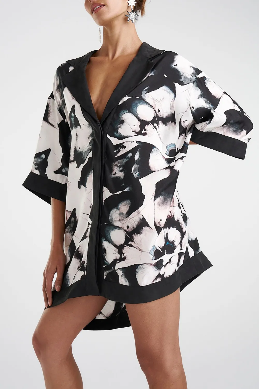 Black And White Personalized Art Plant Flowers Dresses