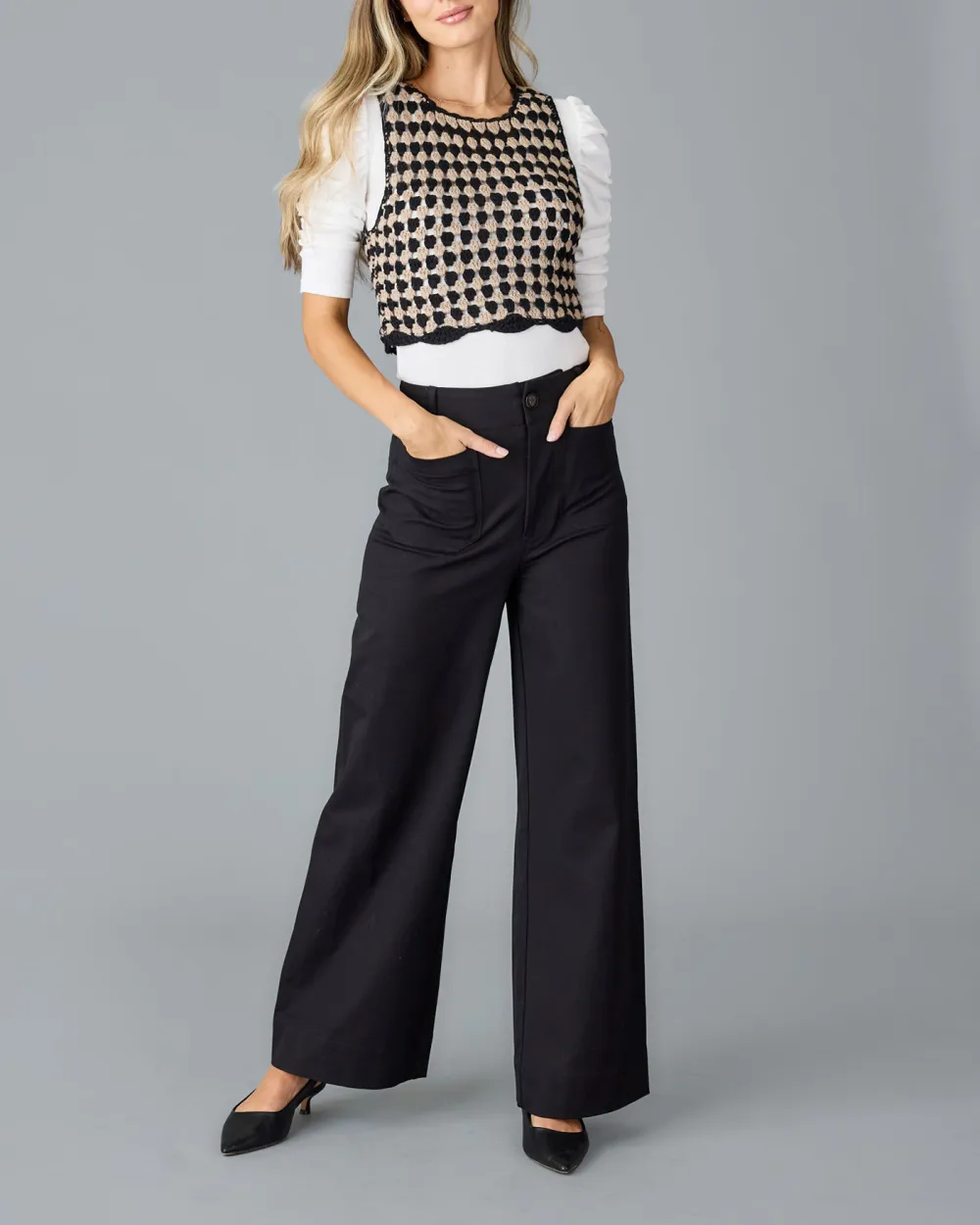 Black High Waisted Wide Leg Trouser