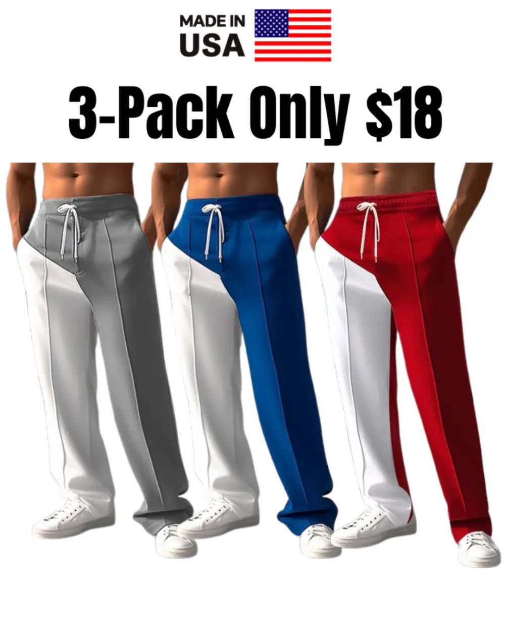 Men's Patchwork Elastic Waist Casual Joggers