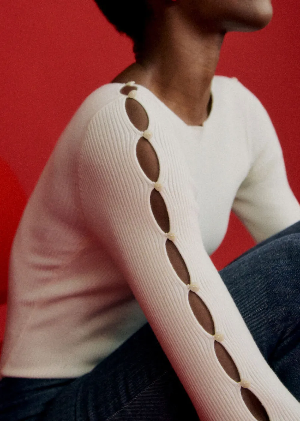 Long Sleeve Crew Neck Wool And Cotton Knit Bodysuit