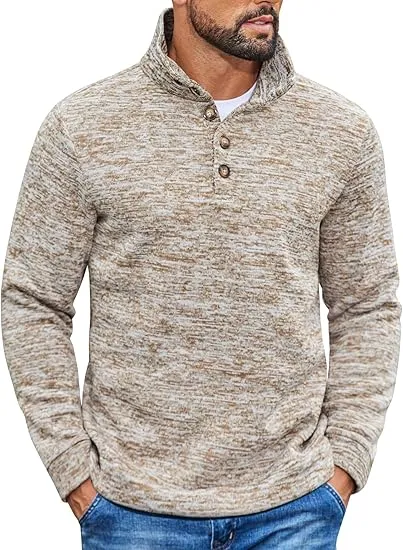 Men's Casual Slim Fit Pullover Sweater Knitted Thermal Sweatshirt.Fleece-lined For Warmth And Wind Protection.Comfortable And Stylish