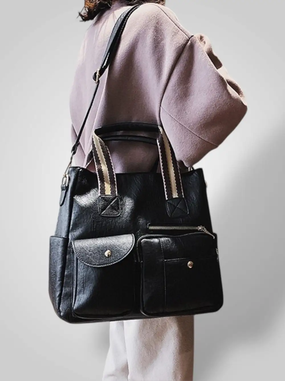 Woven Vegan Leather Handbag