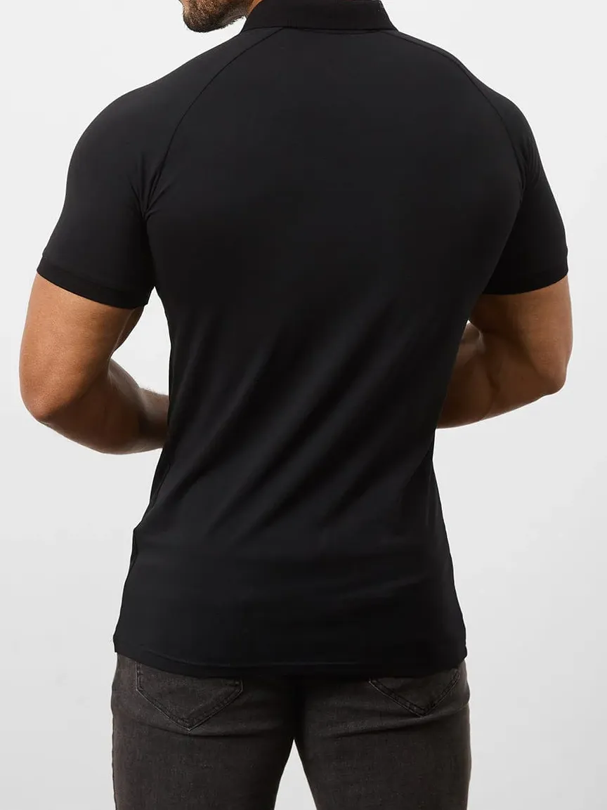 Black Soft Simple Athletic Polo Shirt