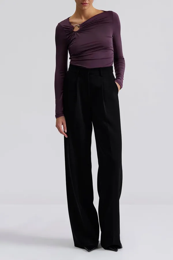 AMILIA TOP-Ring detail jersey top