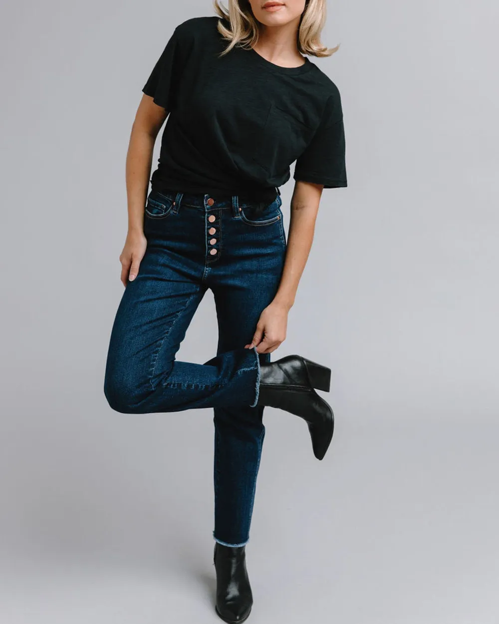 Button Fly Dark Blue Jean