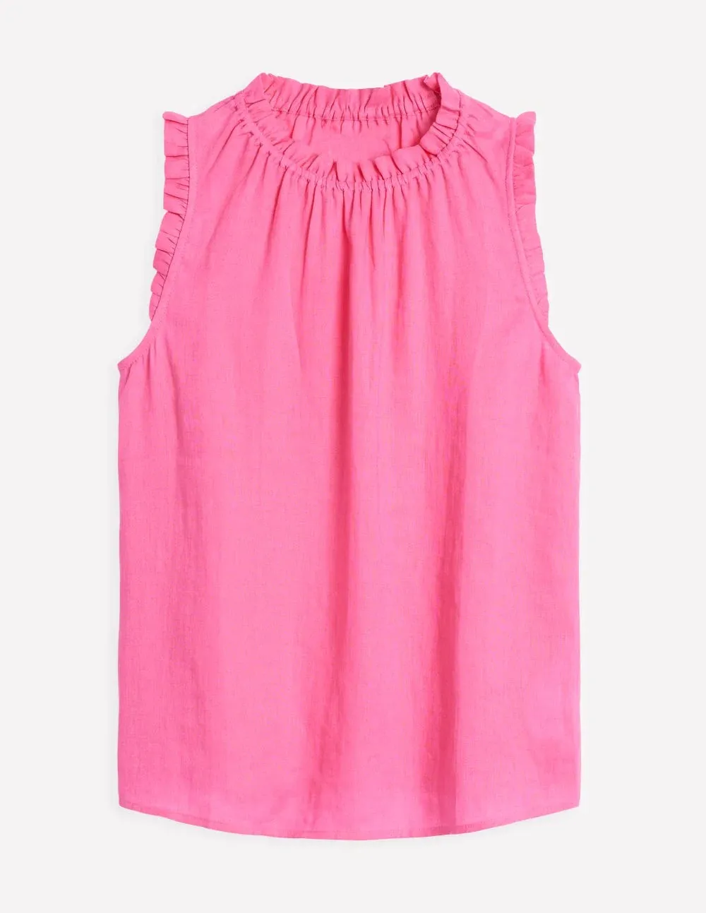 Hot Pink Ruffled Linen Blouse