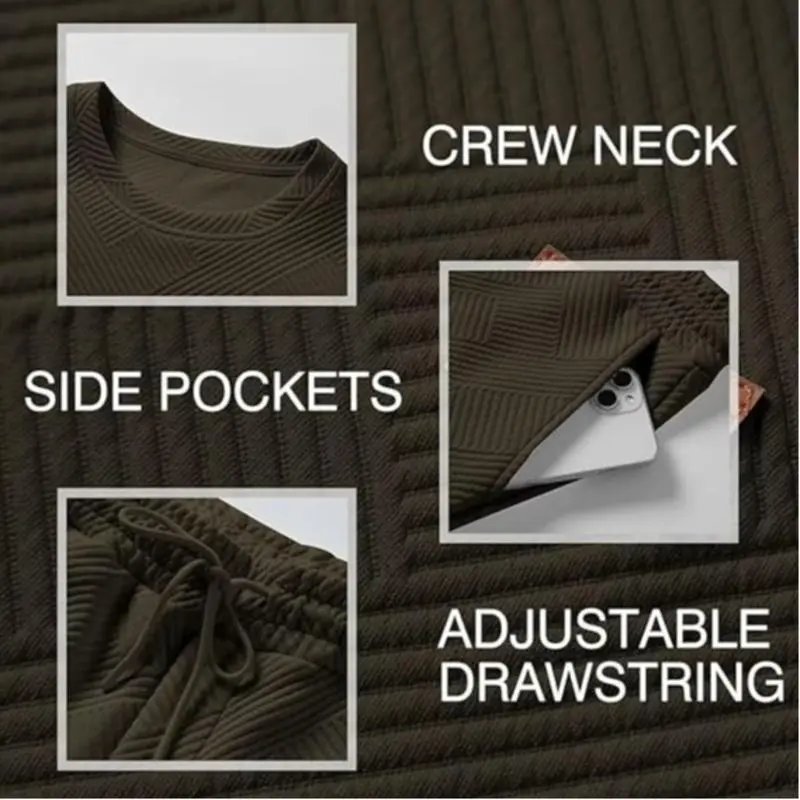 🔥Last Day Promotion 89% OFF🔥Men's 2-Piece Knitted Casual Suit - Sweatshirt & Pants for Daily Lounge Wear