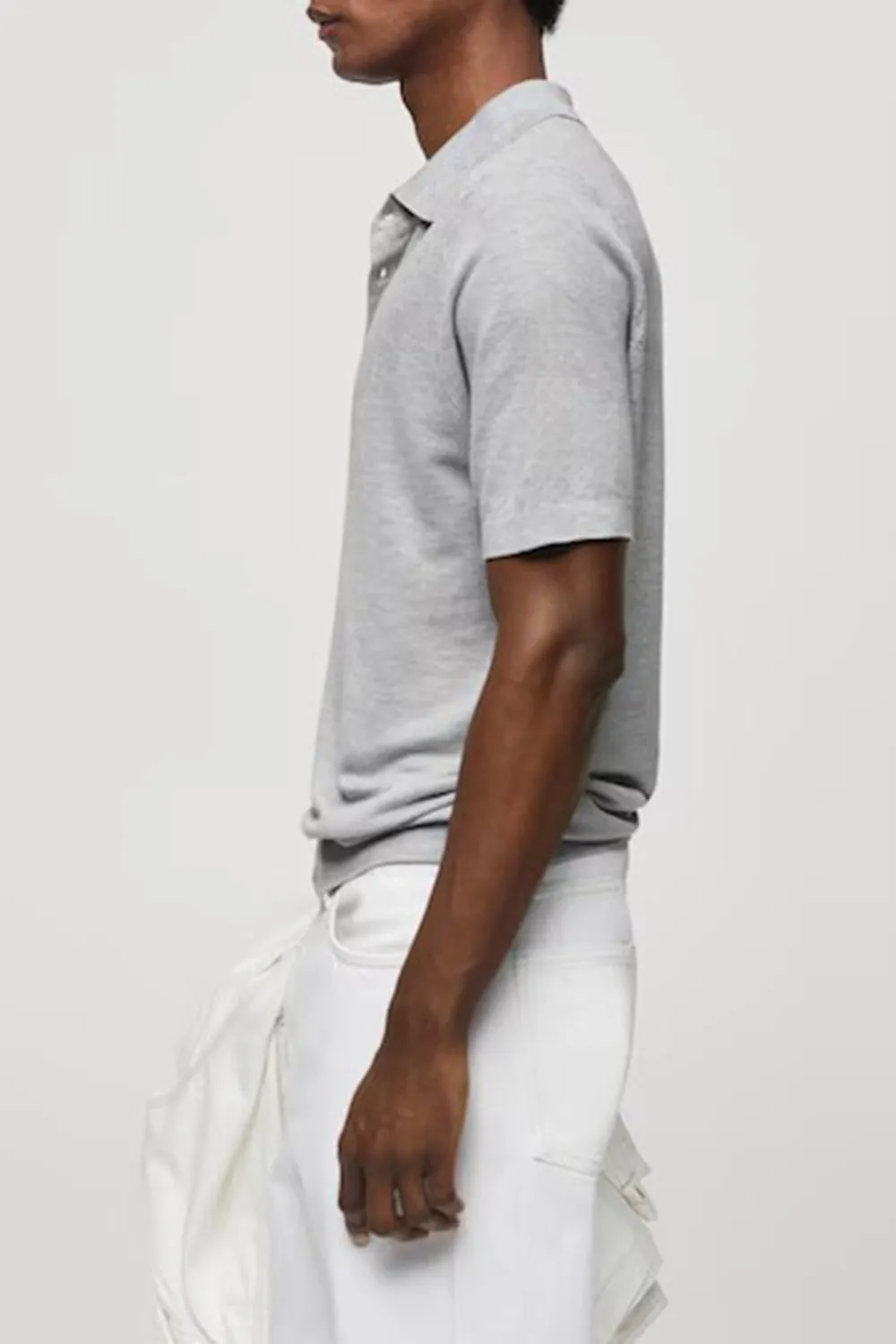 Buttoned Micro-Structure Knitted Polo Shirt