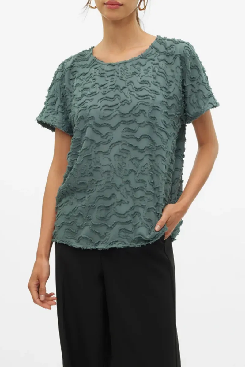 Textured Crew Neck Short Sleeve T-Shirts