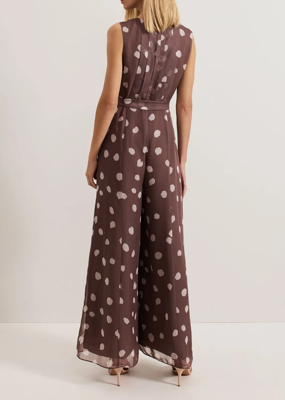 Casual Polka Dot Round Neck Sleeveless Dress