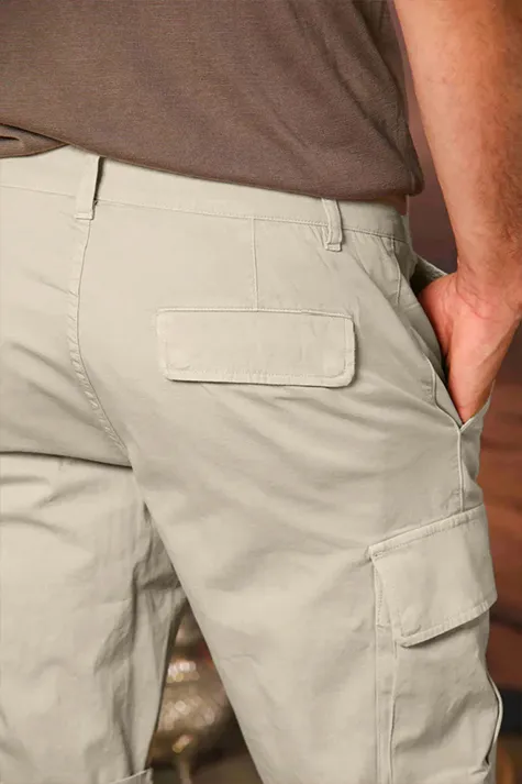 Beige Slim Fit Men'S Cotton Shorts