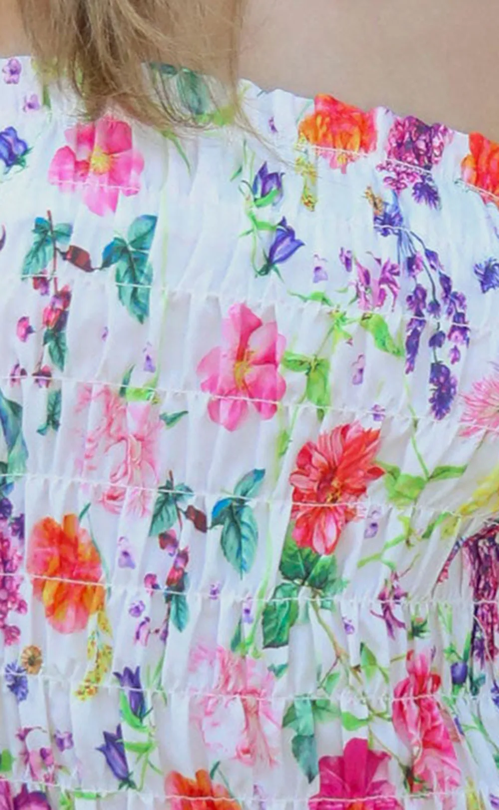 Strapless Multicolor Floral Mini Dress