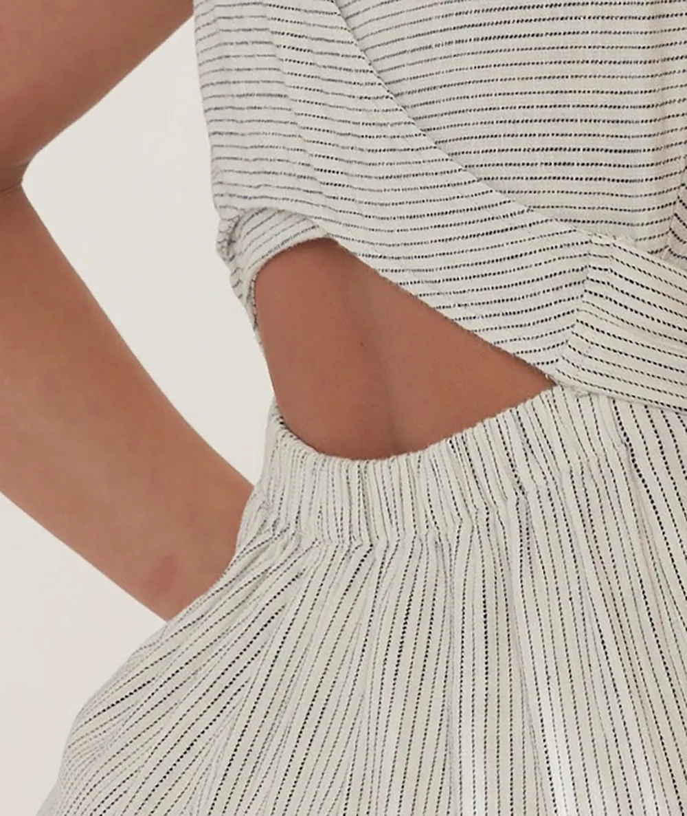 Belted Striped Linen Jumpsuit