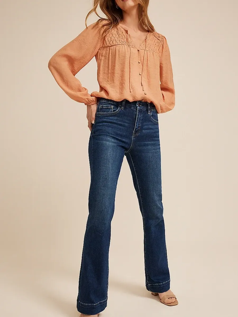 Tied Neck Button Up Blouse