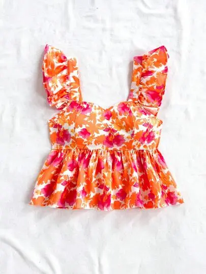 Floral Cap Sleeve Vacation Shirt