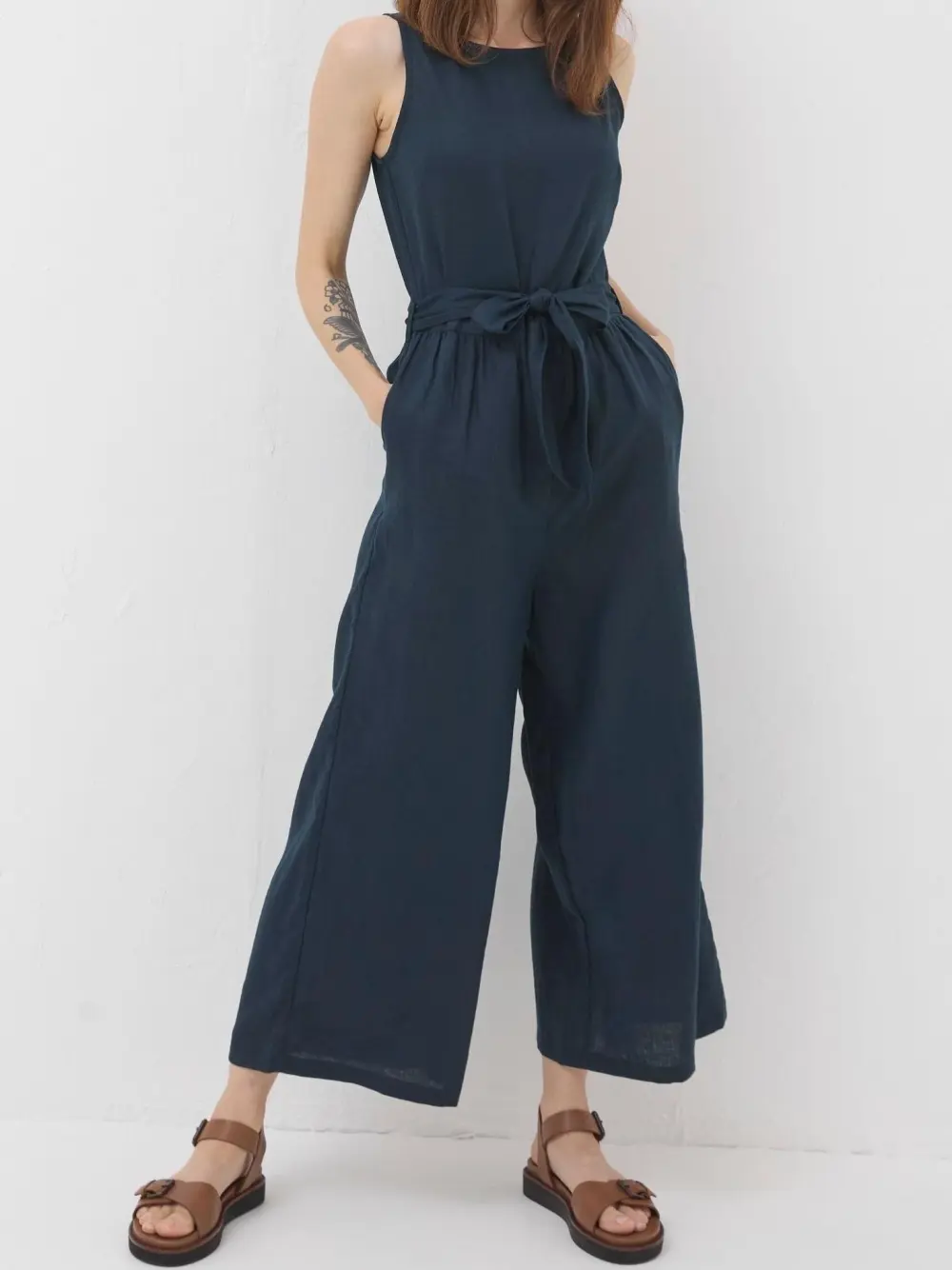 Blue Linen Jumpsuit