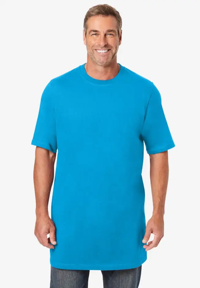 Shrink-Less Lightweight Longer-Length Crewneck T-Shirt