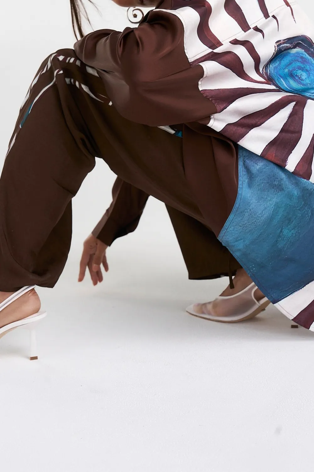 Brown Stripe Daily Personality Straight  Pants