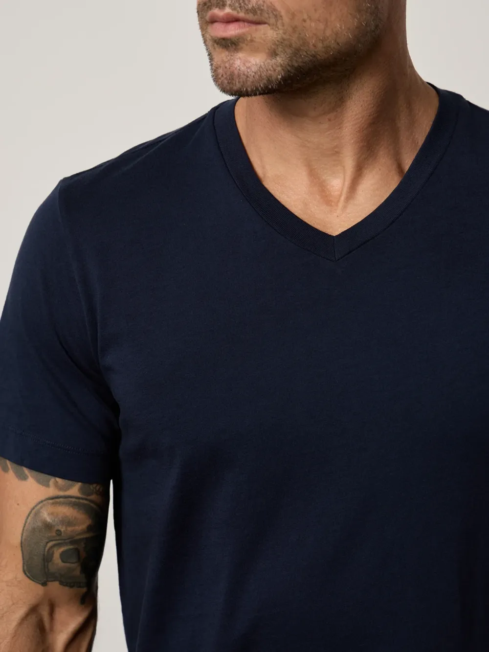 Men's Fashion Cotton V-Neck Solid Short Sleeve T-Shirt