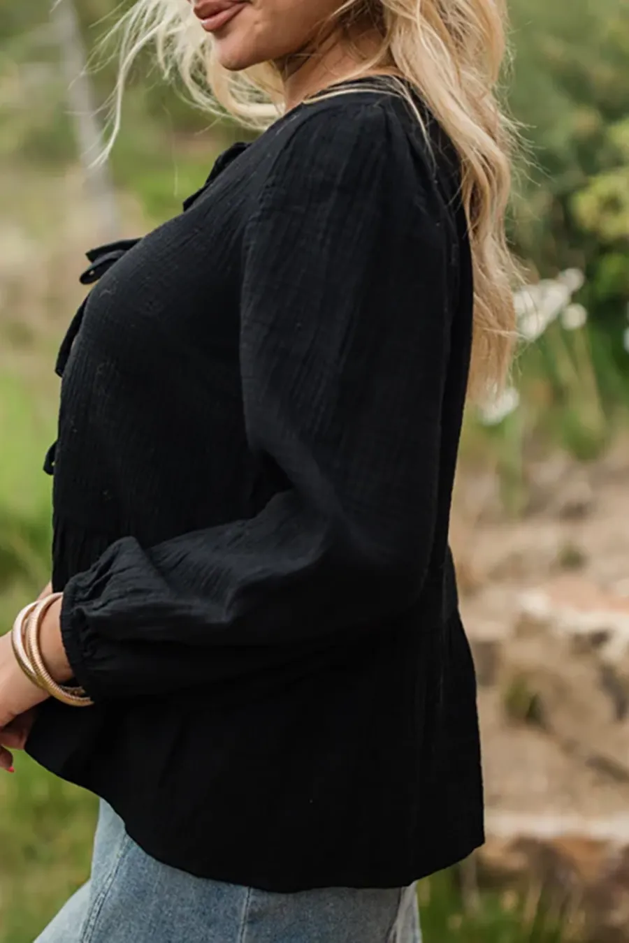 Black Bow Detail Blouse