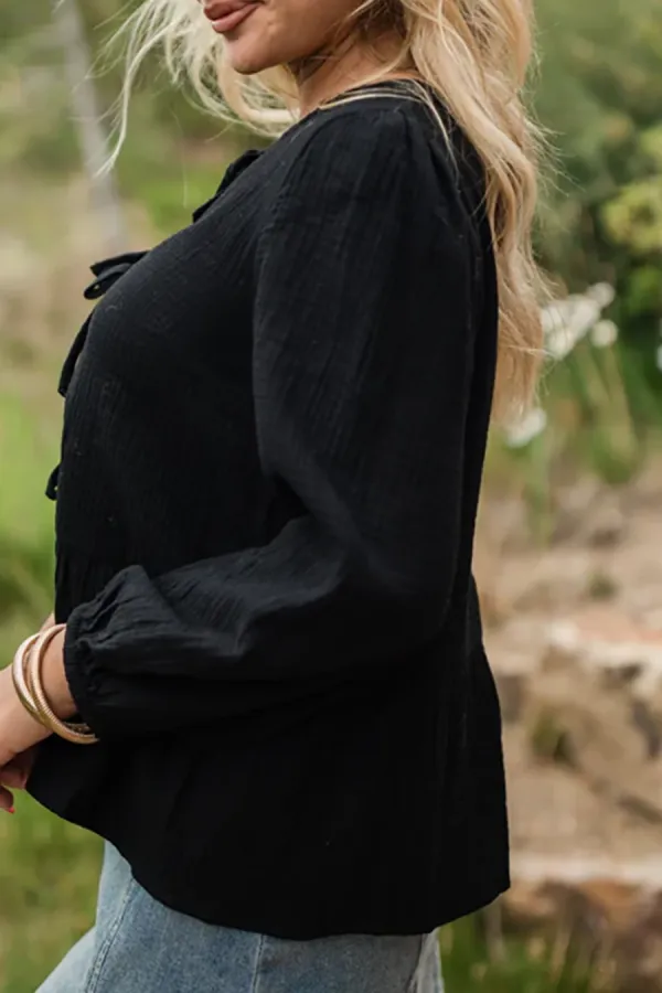 Black Bow Detail Blouse