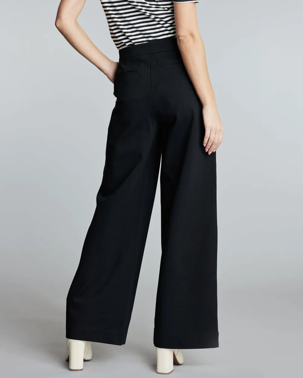 Black High Rise Wide Leg Office Pant