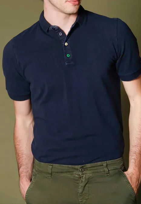 Men's Blue Navy Cotton Polo Shirt