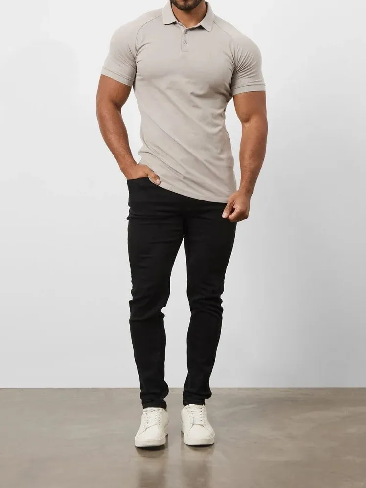 Concrete Grey Soft Simple Athletic Polo Shirt