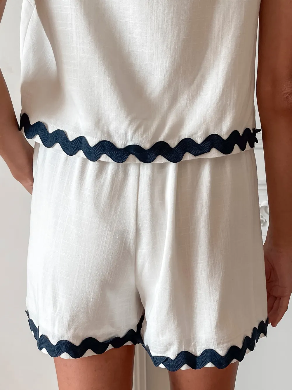 White Multi High Waist Shorts