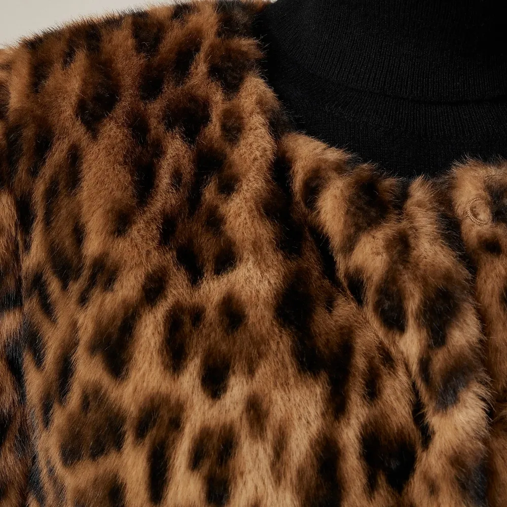 Crew Neck Faux Fur Jackets